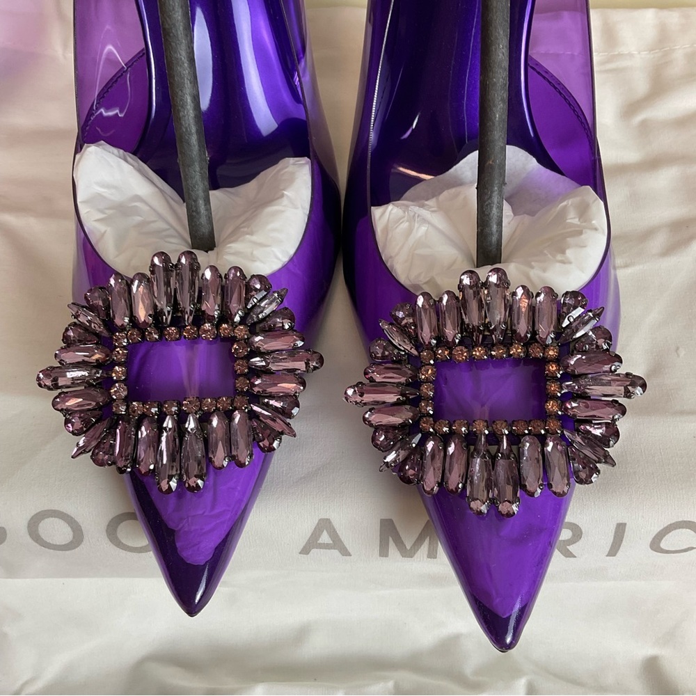 Good American 'CINDER-F*CKING-RELLA' Clear PUMP Size 9.5 Purple New Stiletto - Picture 5 of 7